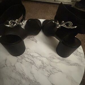 Rebecca Minkoff Black Chunky Heel Sandals